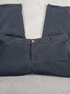 CJ Banks Women Petite 22WP Black Jeans Slimming Straight Elastic Waist SL59E